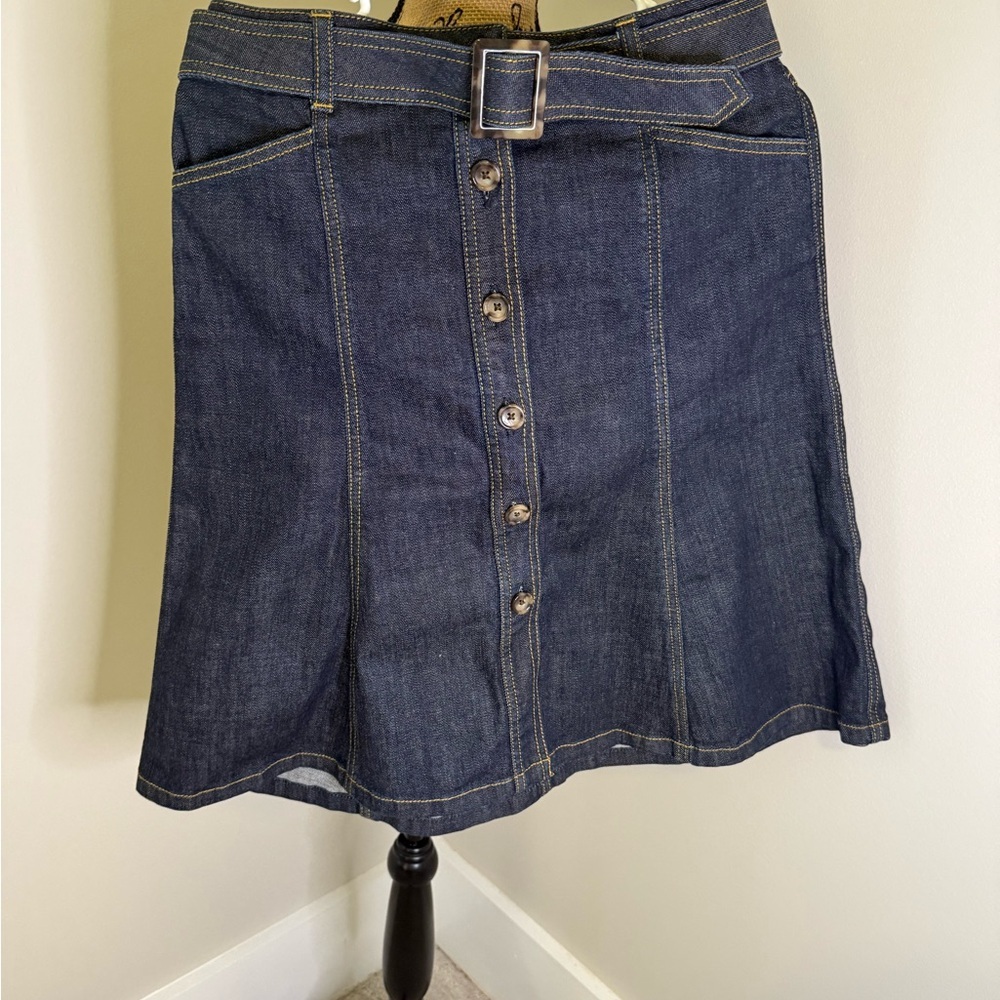 Ann Taylor Dark Blue Denim A-Line Skirt - Picture 6 of 7